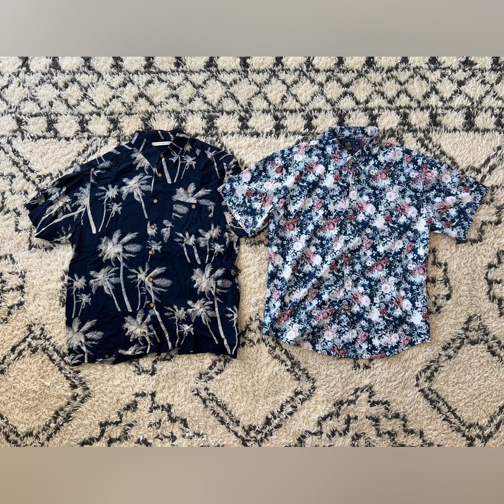 Men’s Hawaiian Shirt Lot Large Knightsbridge And Rugby University Button Down